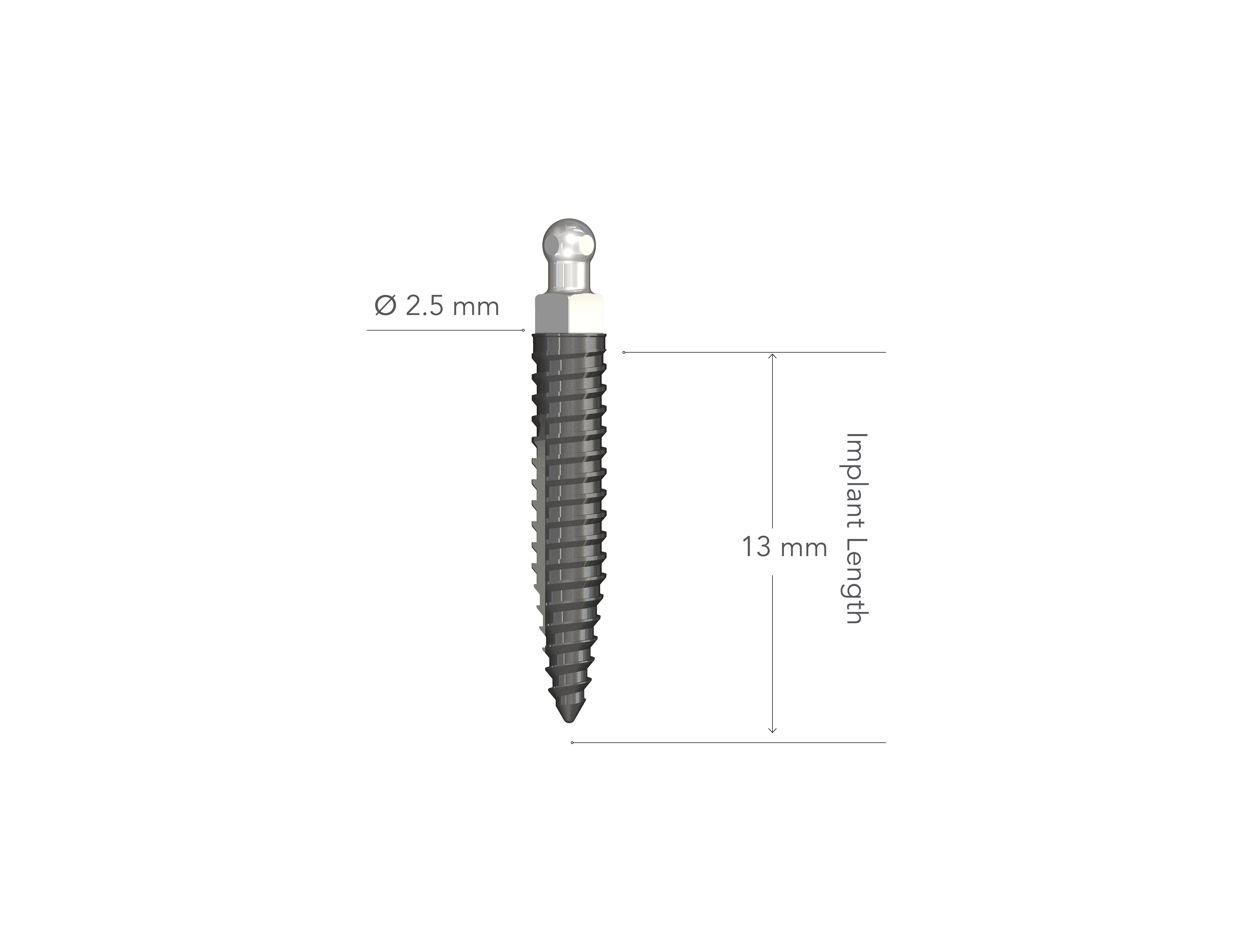 Lew MDI 2.5 x 13 mm Non-Collared Implant
