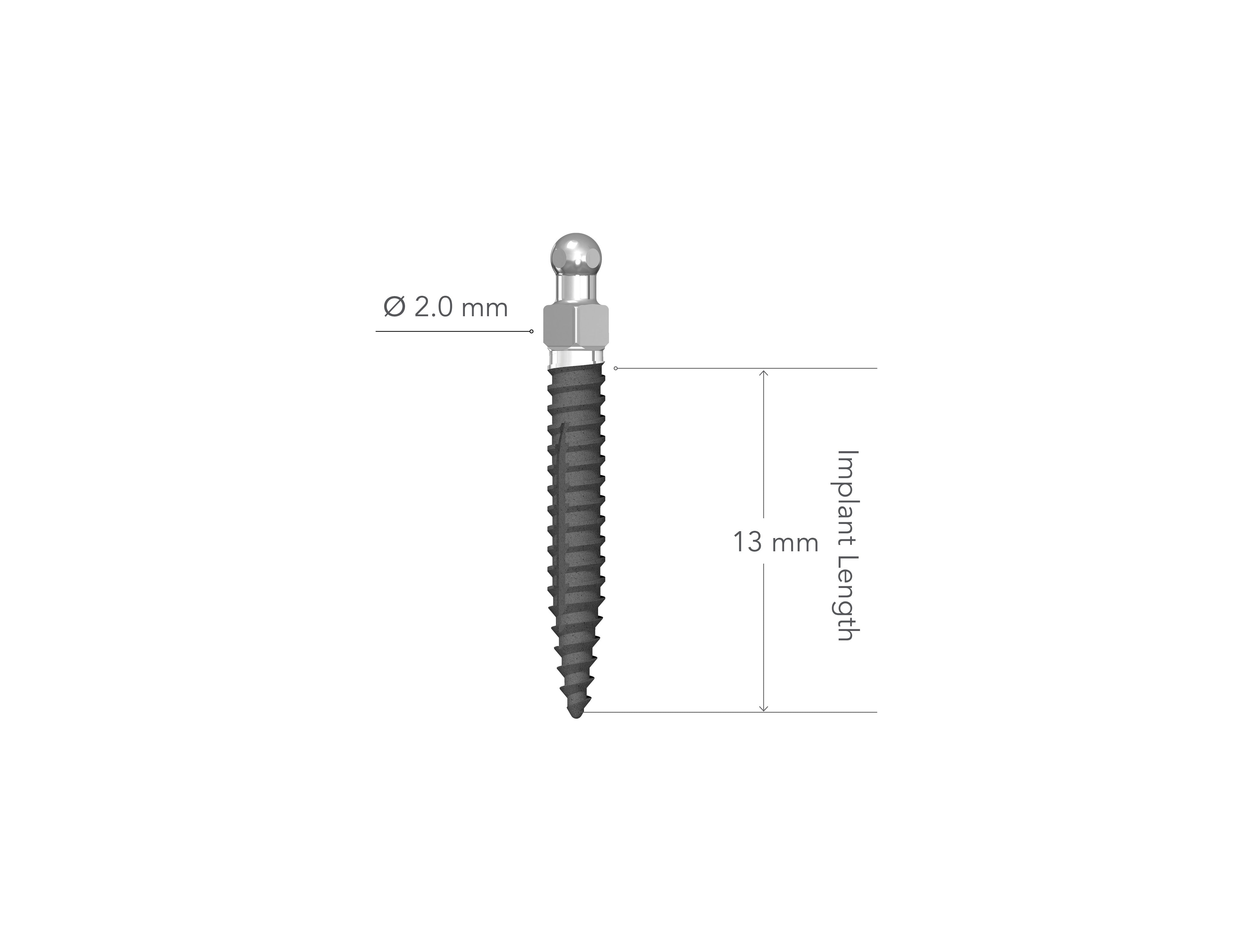 Lew MDI 2.0 x 13 mm Non-Collared Implant