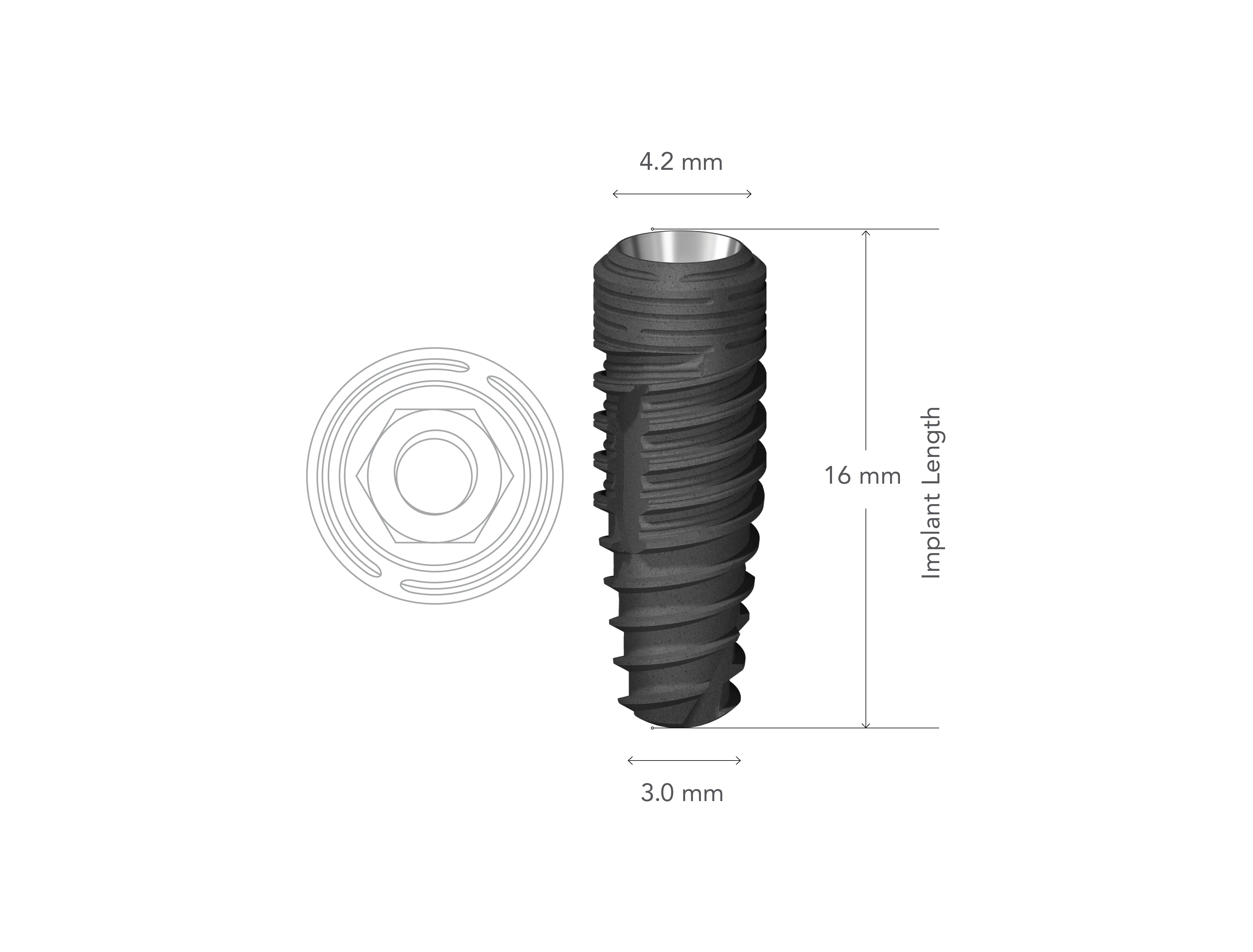 StarVent MT 4.2 x 16 mm Internal Hex Implant w/ Cover Screw