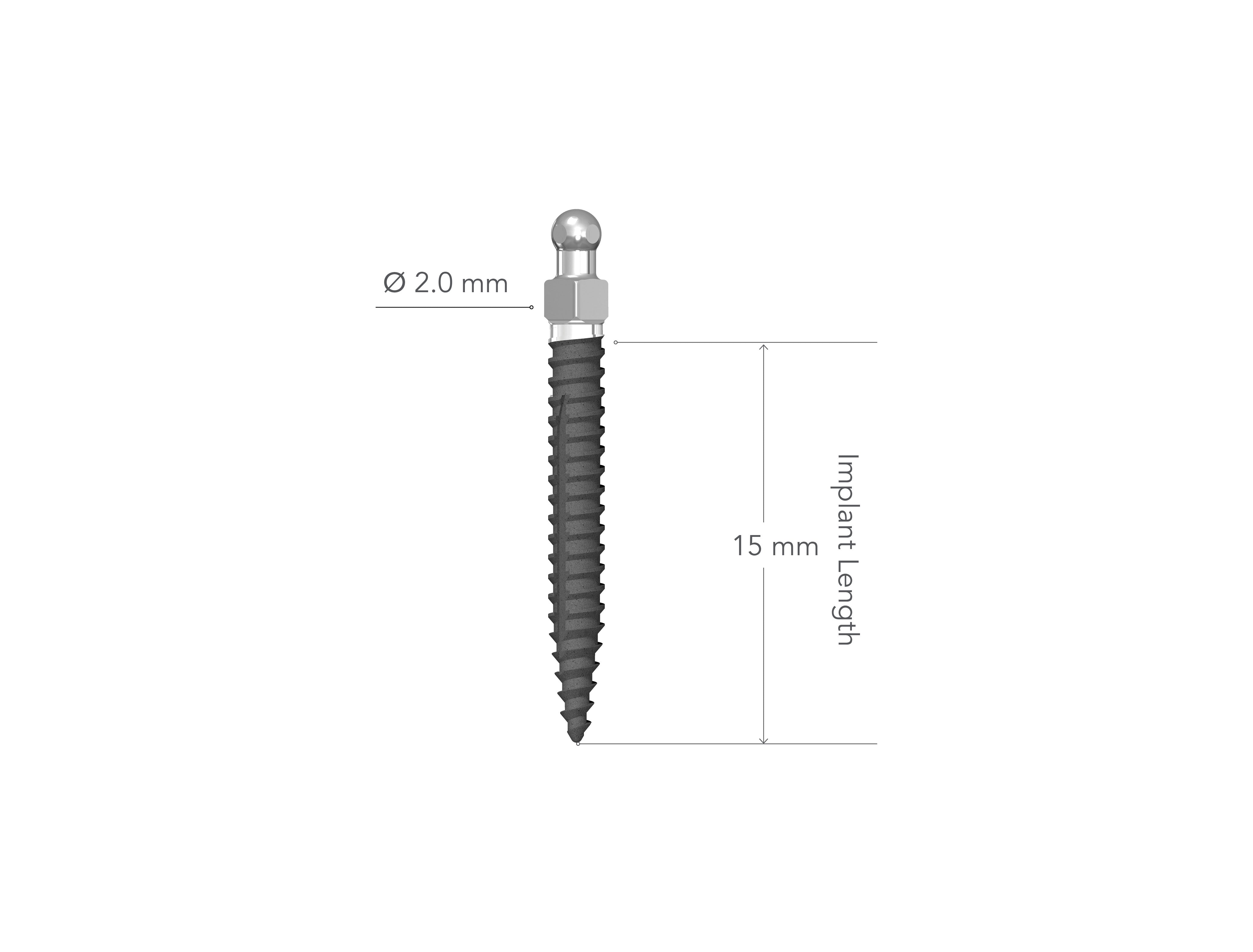 Lew MDI 2.0 x 15 mm Non-Collared Implant