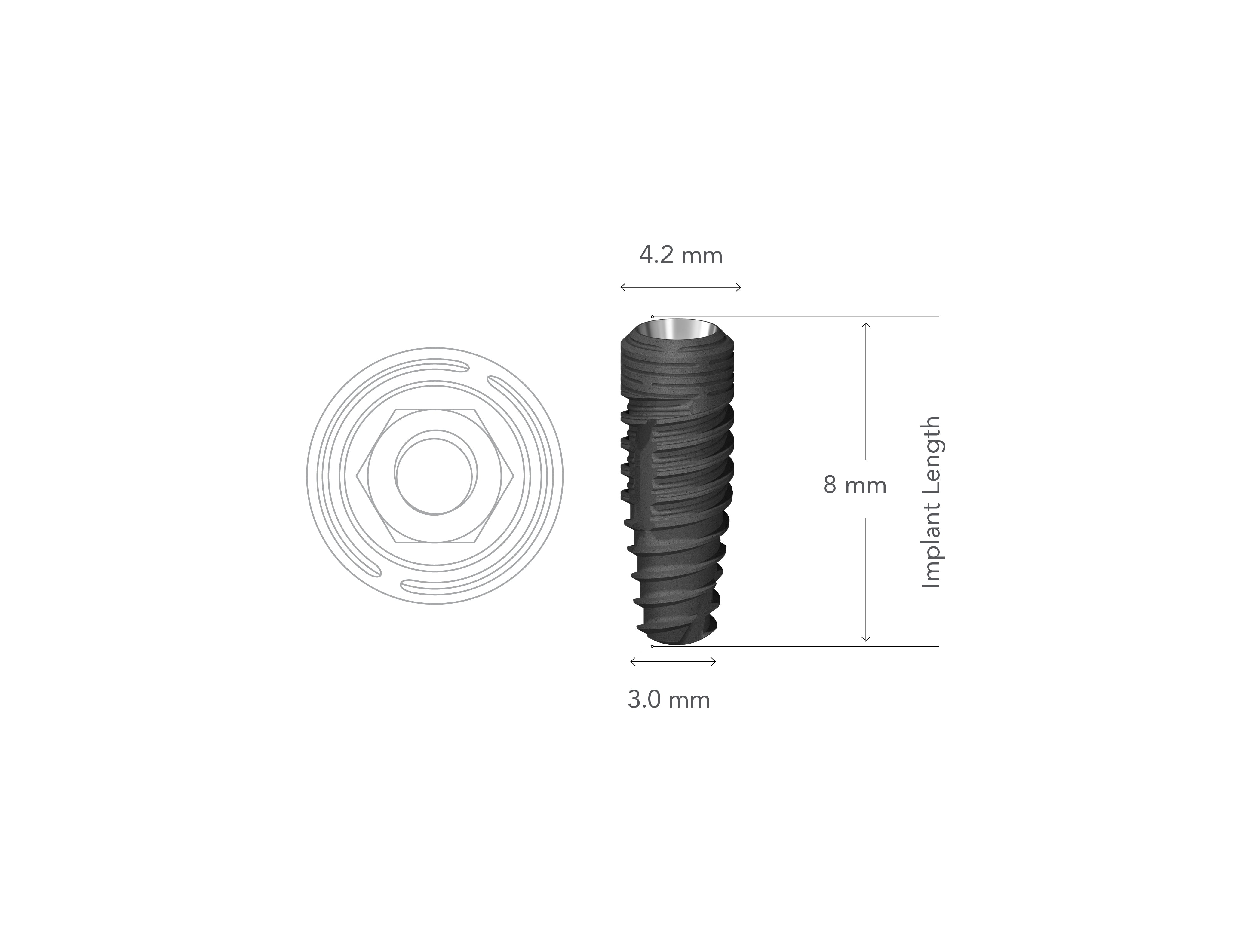 StarVent MT 4.2 x 8 mm Internal Hex Implant w/ Cover Screw