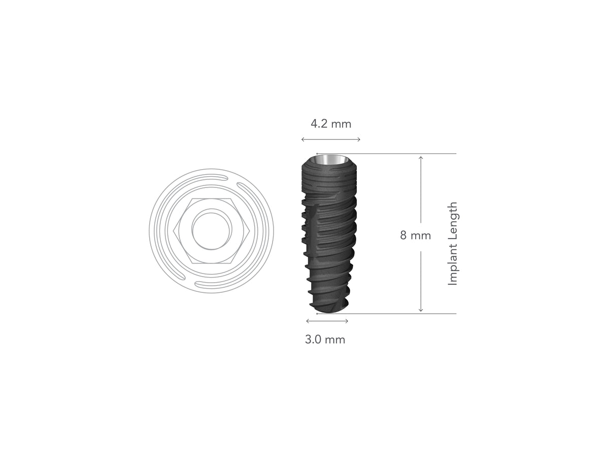 StarVent MT 4.2 x 8 mm Internal Hex Implant w/ Cover Screw