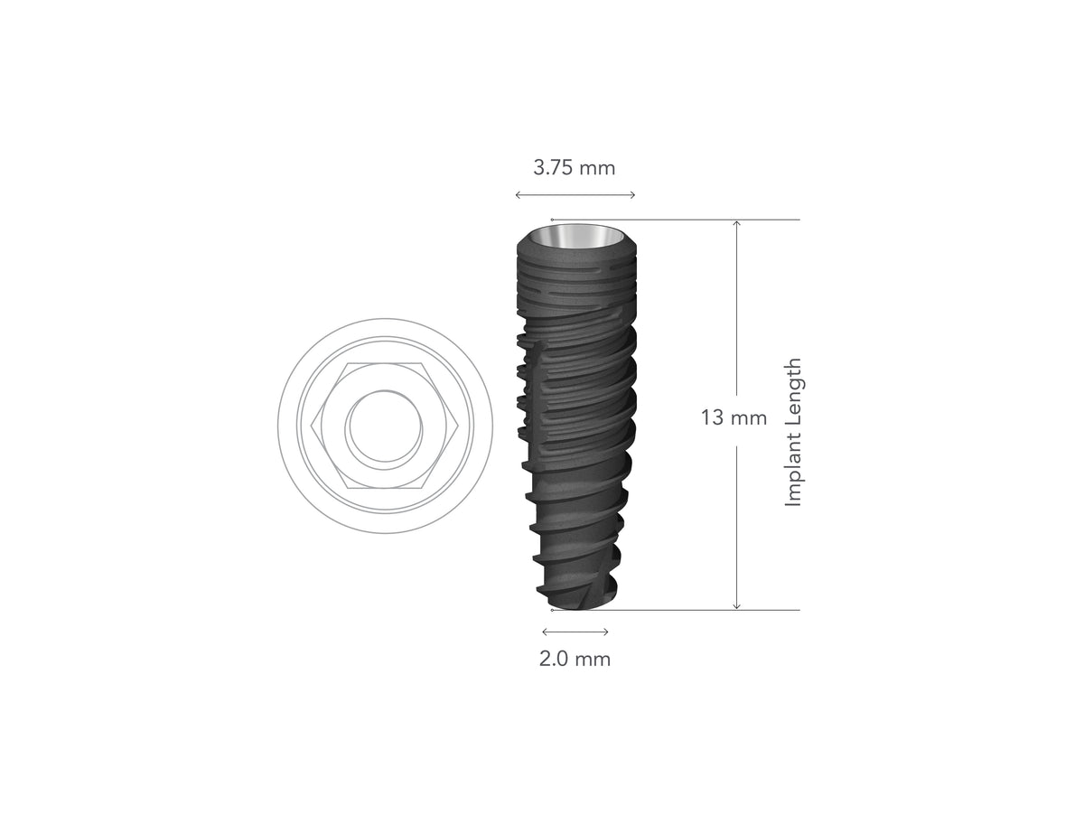 StarVent MT 3.75 x 13 mm Internal Hex Implant w/ Cover Screw