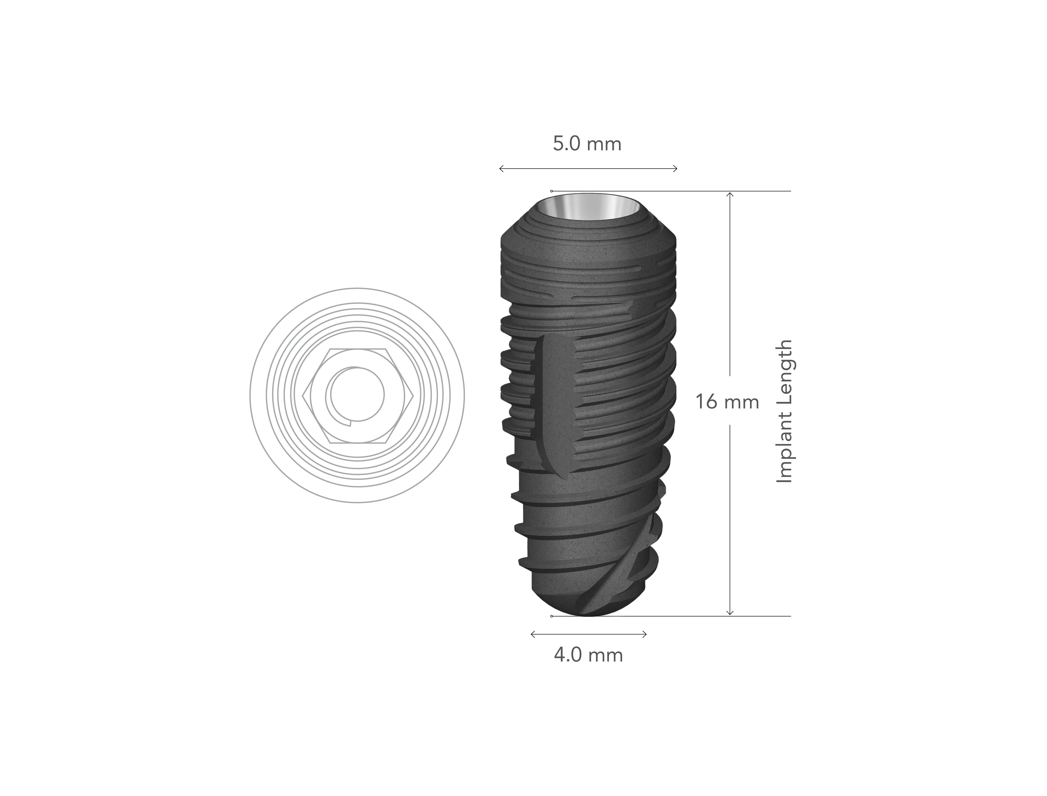 StarVent MT 5.0 x 16 mm Internal Hex Implant w/ Cover Screw