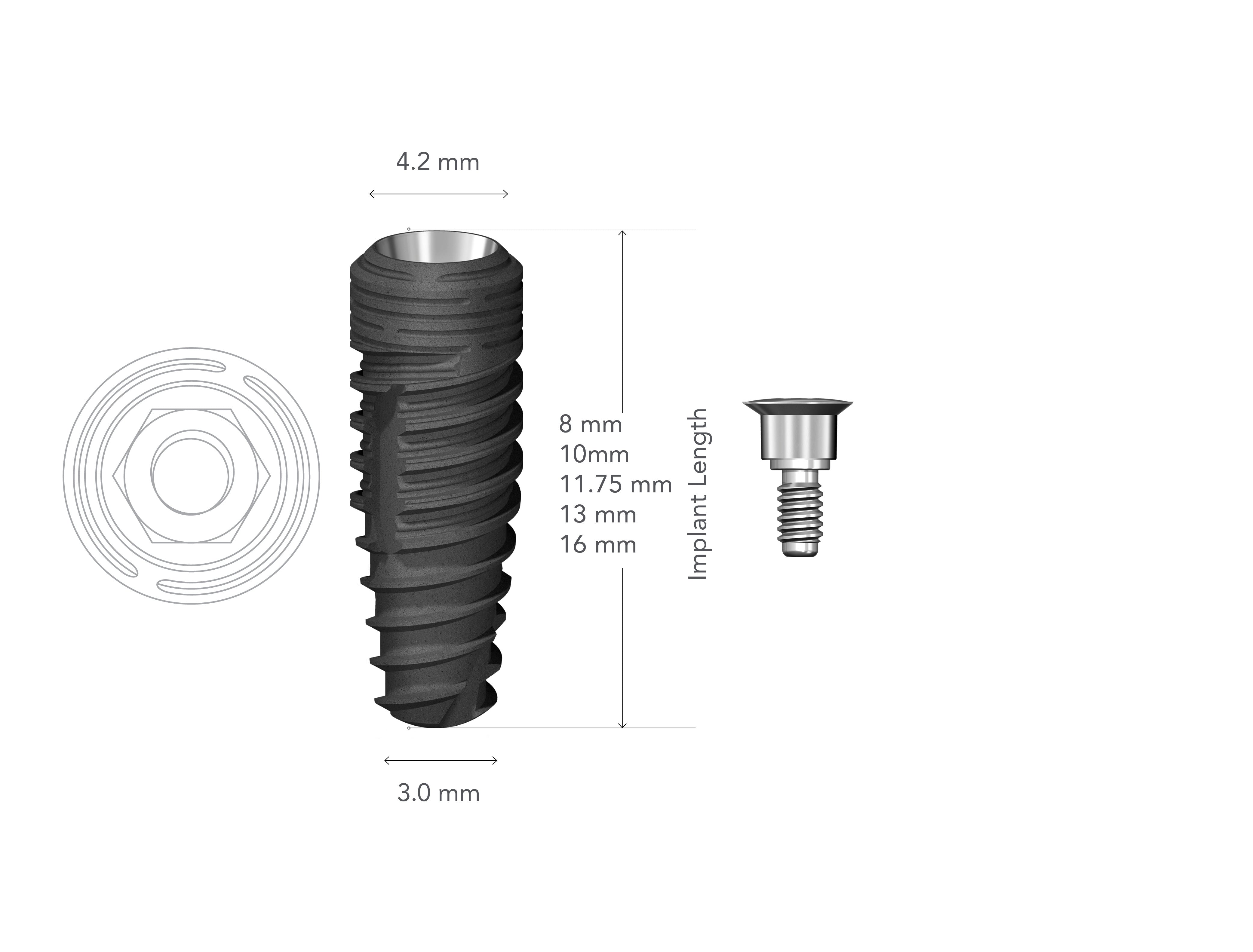 StarVent XP 4.2 x 11.5 mm Internal Hex Implant w/ Cover Screw