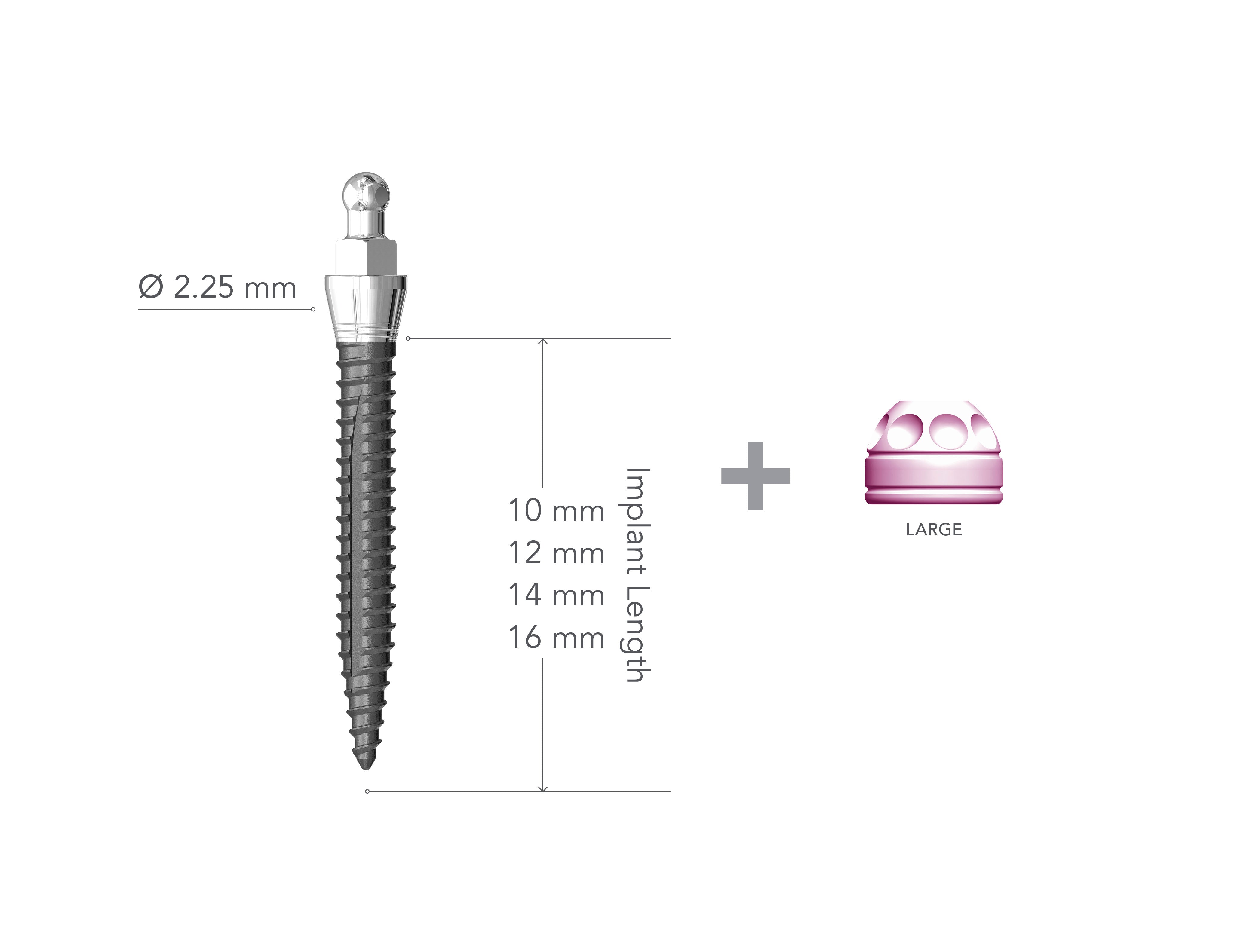 IMTEC 2.25 x 14mm Collared Implant with MH1