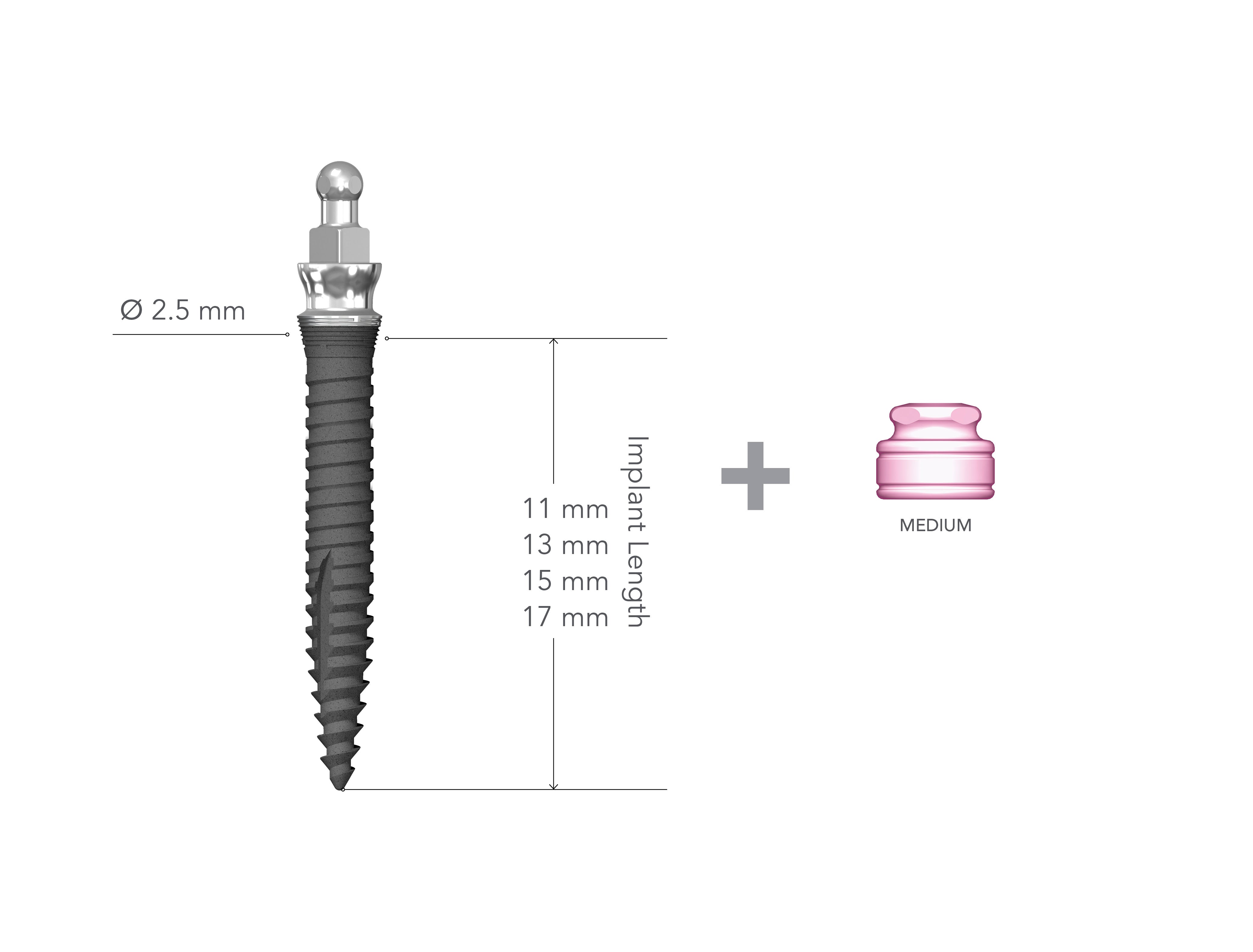 Lew 2.5 x 13mm Collared Implant with MH2