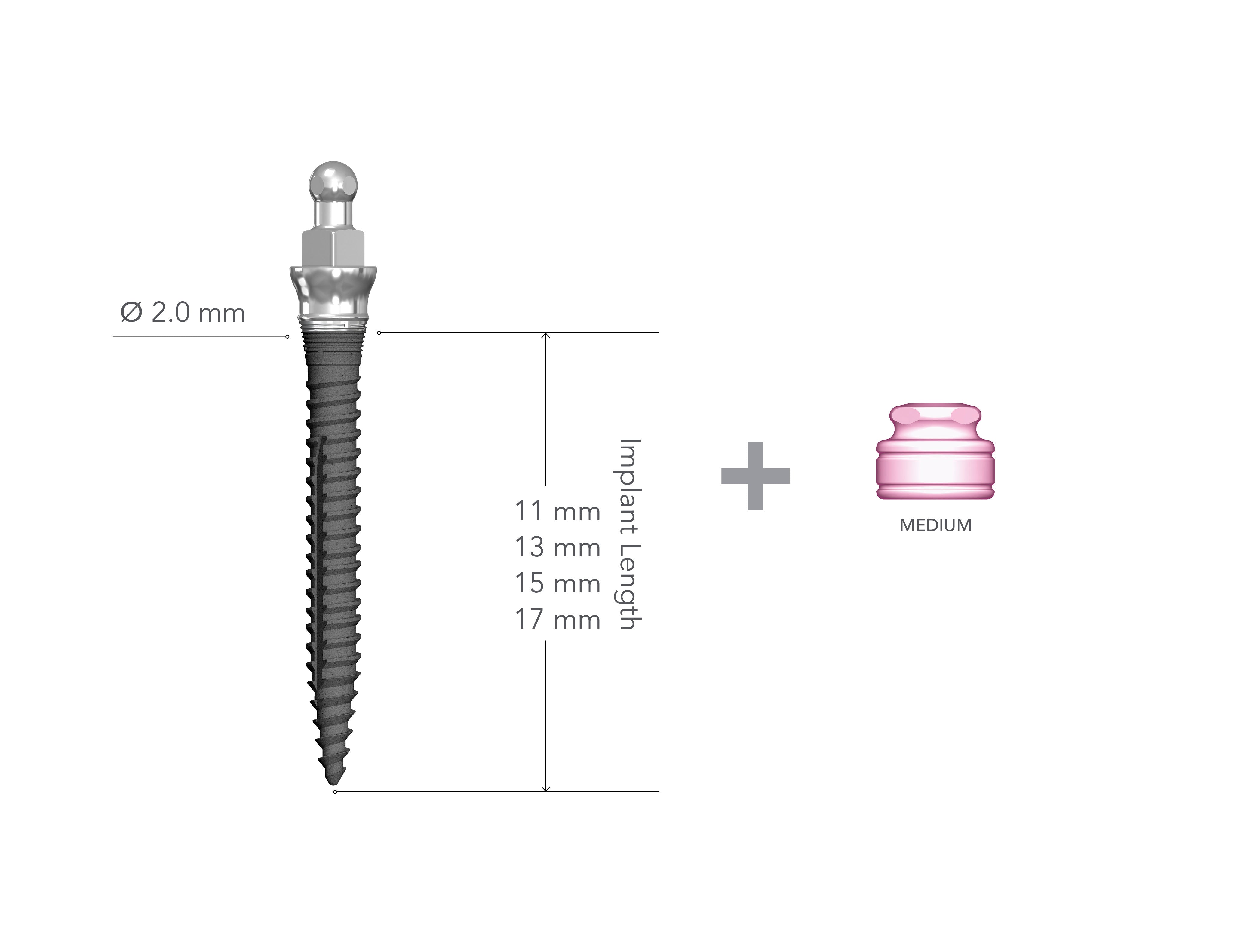 Lew 2.0 x 15mm Collared Implant with MH2