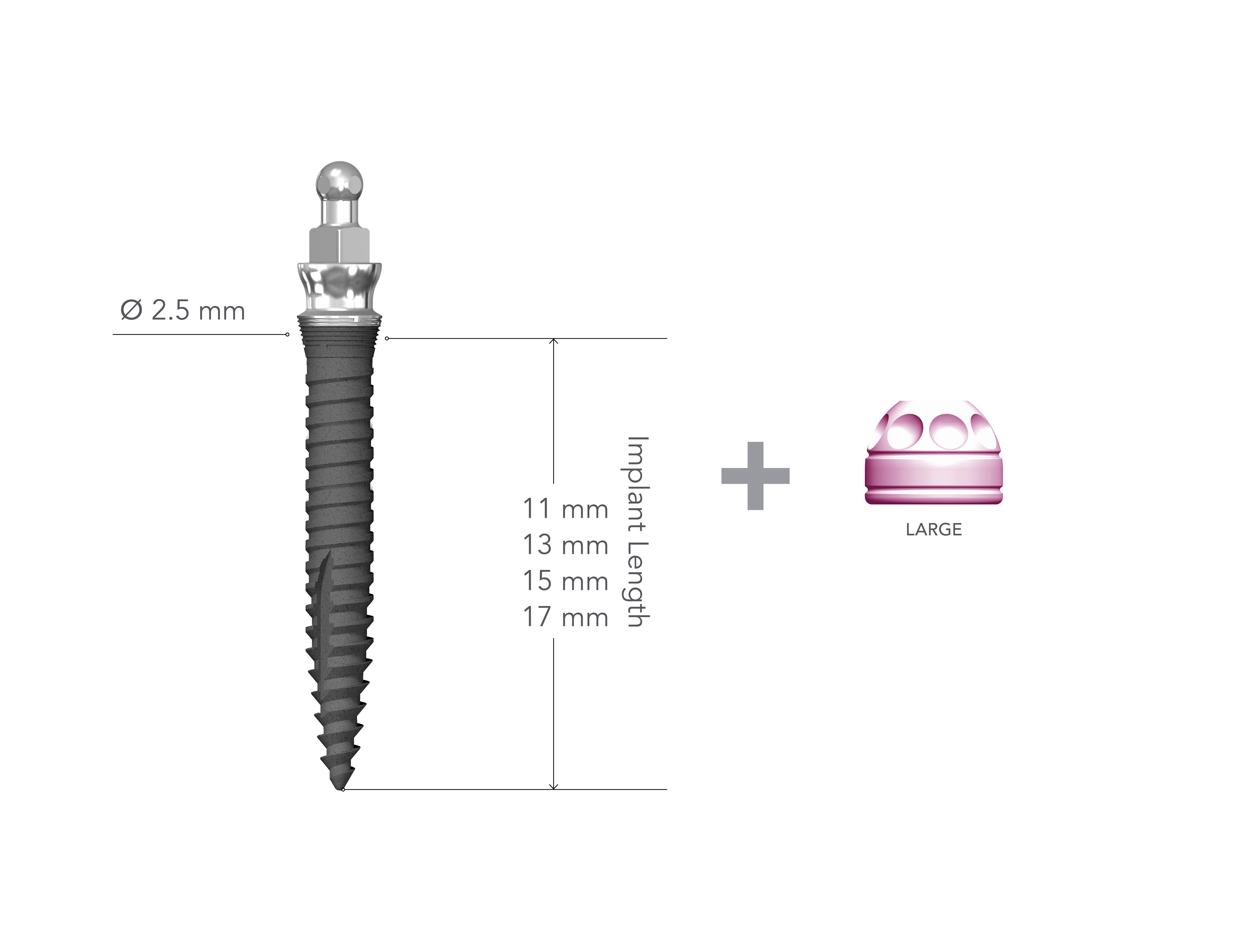Lew 2.5 x 11mm Collared Implant with MH1