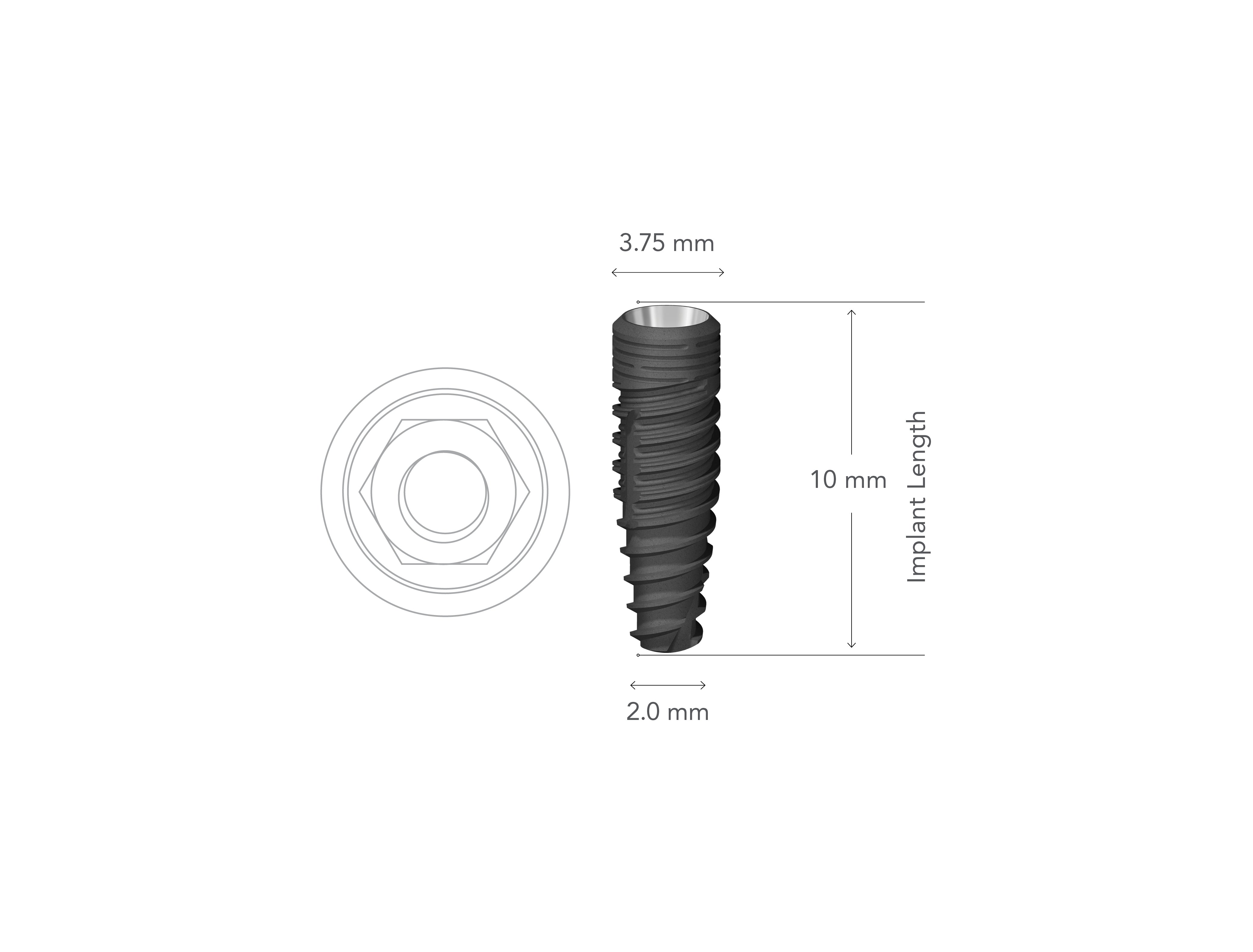 StarVent MT 3.75 x 10 mm Internal Hex Implant w/ Cover Screw