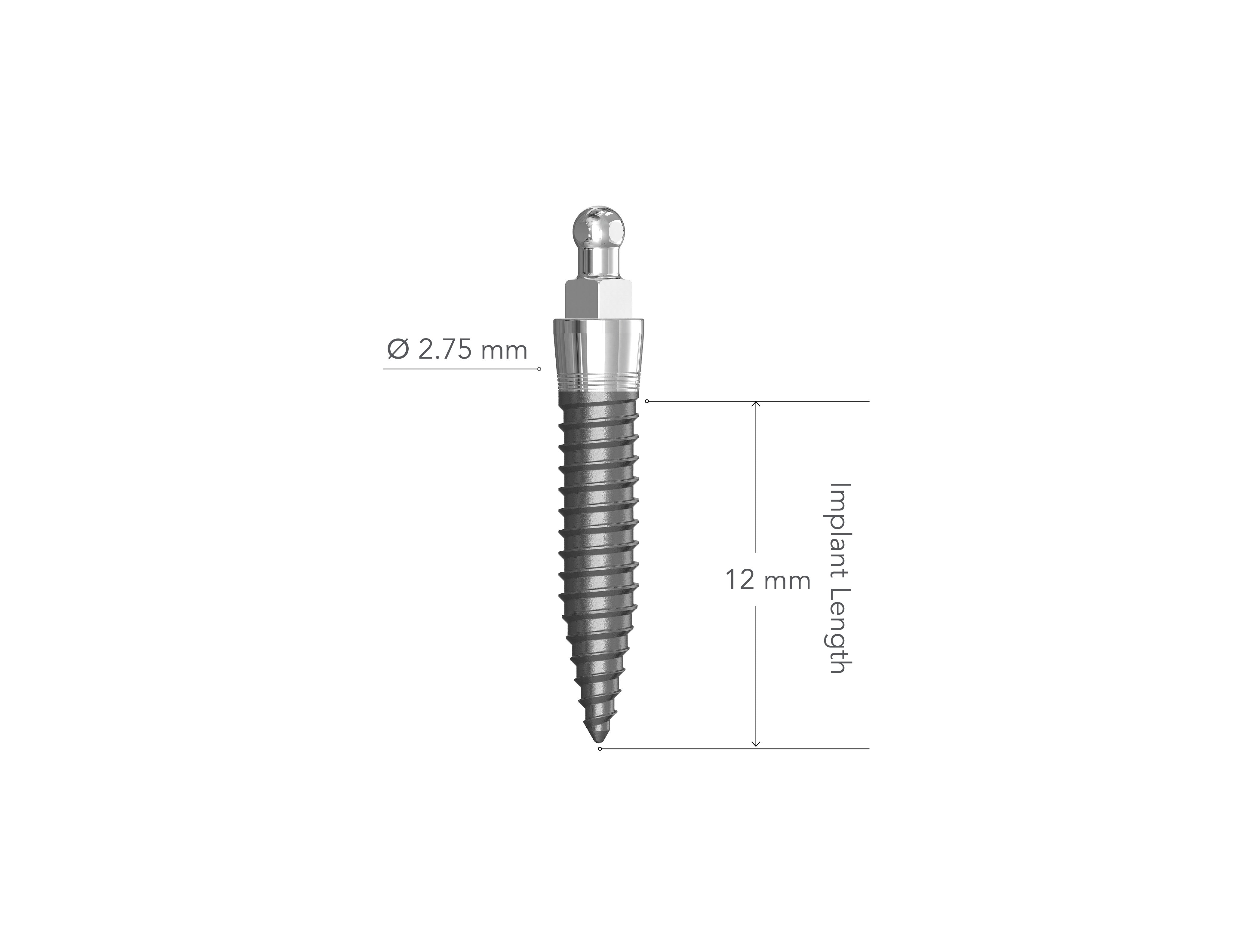 IMTEC MDI 2.75 x 12 mm Collared Implant
