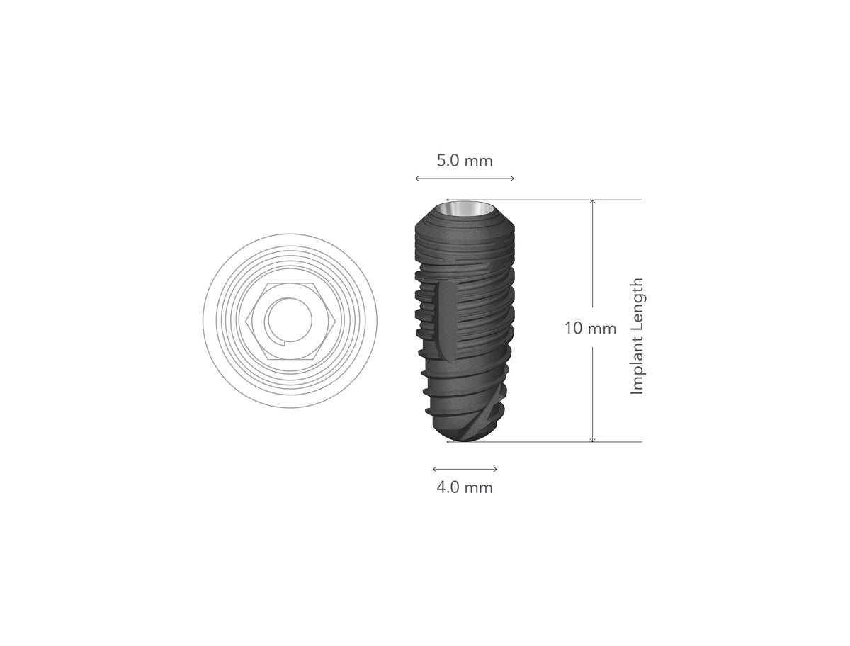 StarVent XP 5.0 x 10 mm Internal Hex Implant w/ Cover Screw