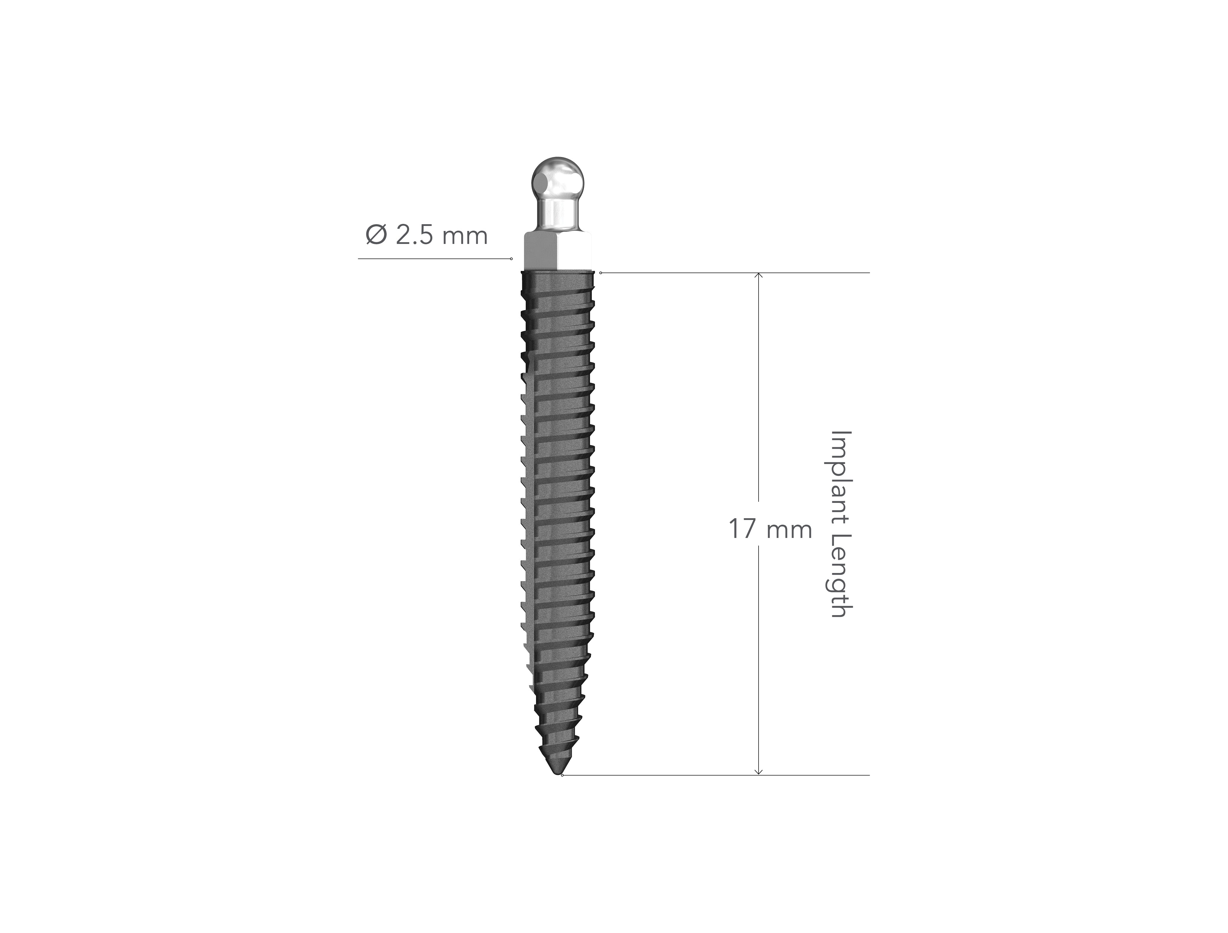 Lew MDI 2.5 x 17 mm Non-Collared Implant