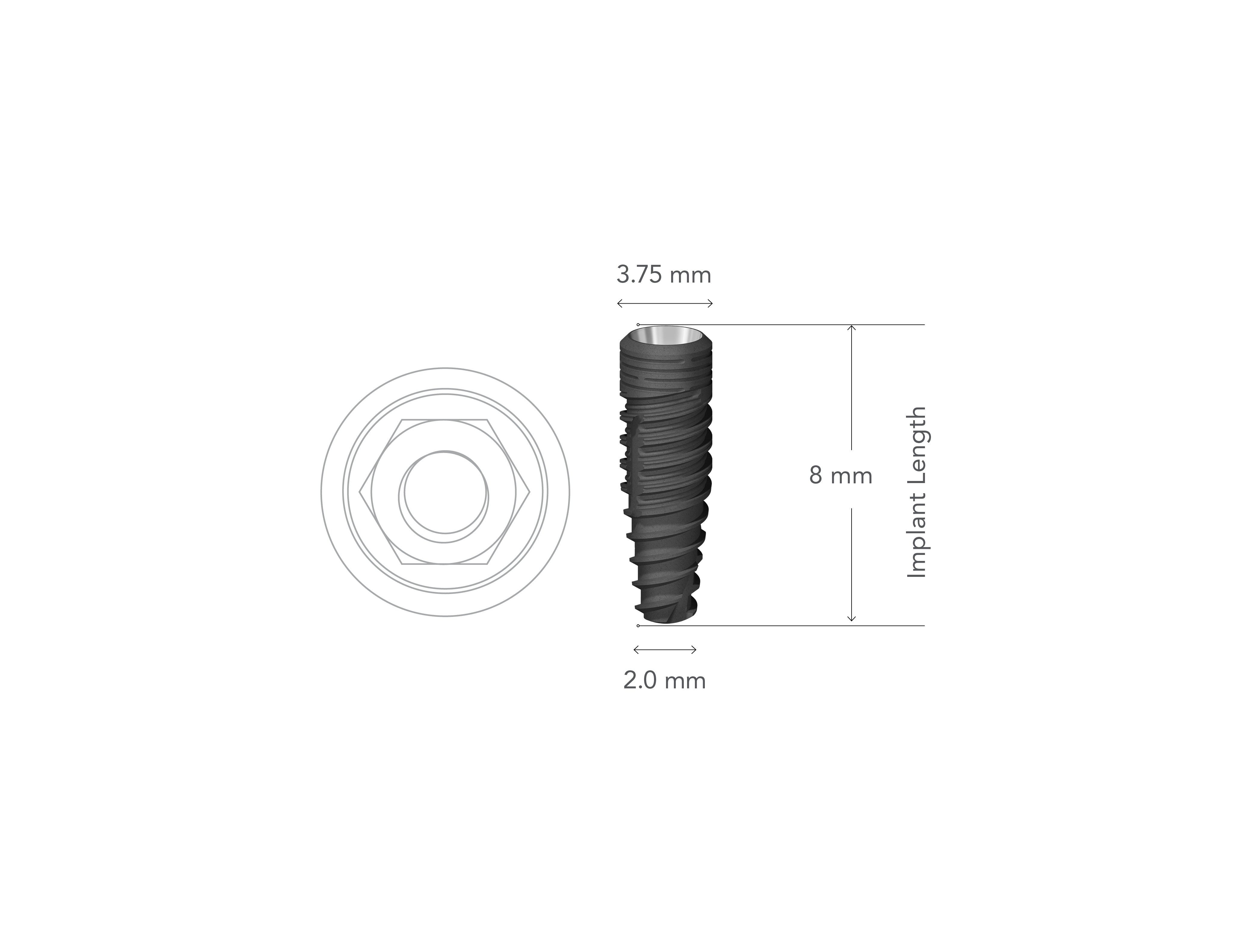 StarVent MT 3.75 x 8 mm Internal Hex Implant w/ Cover Screw