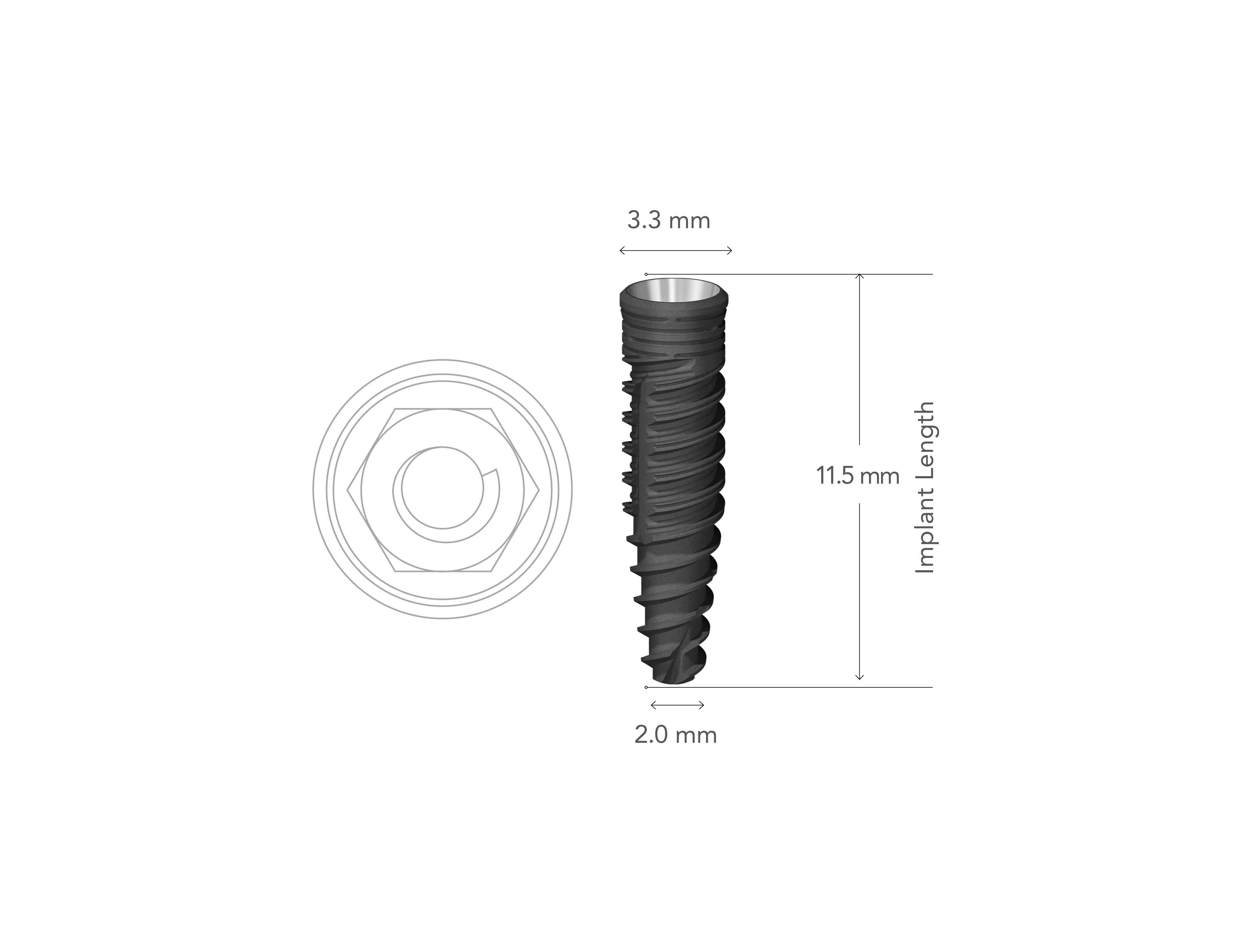StarVent MT 3.3 x 11.5 mm Internal Hex Implant w/ Cover Screw