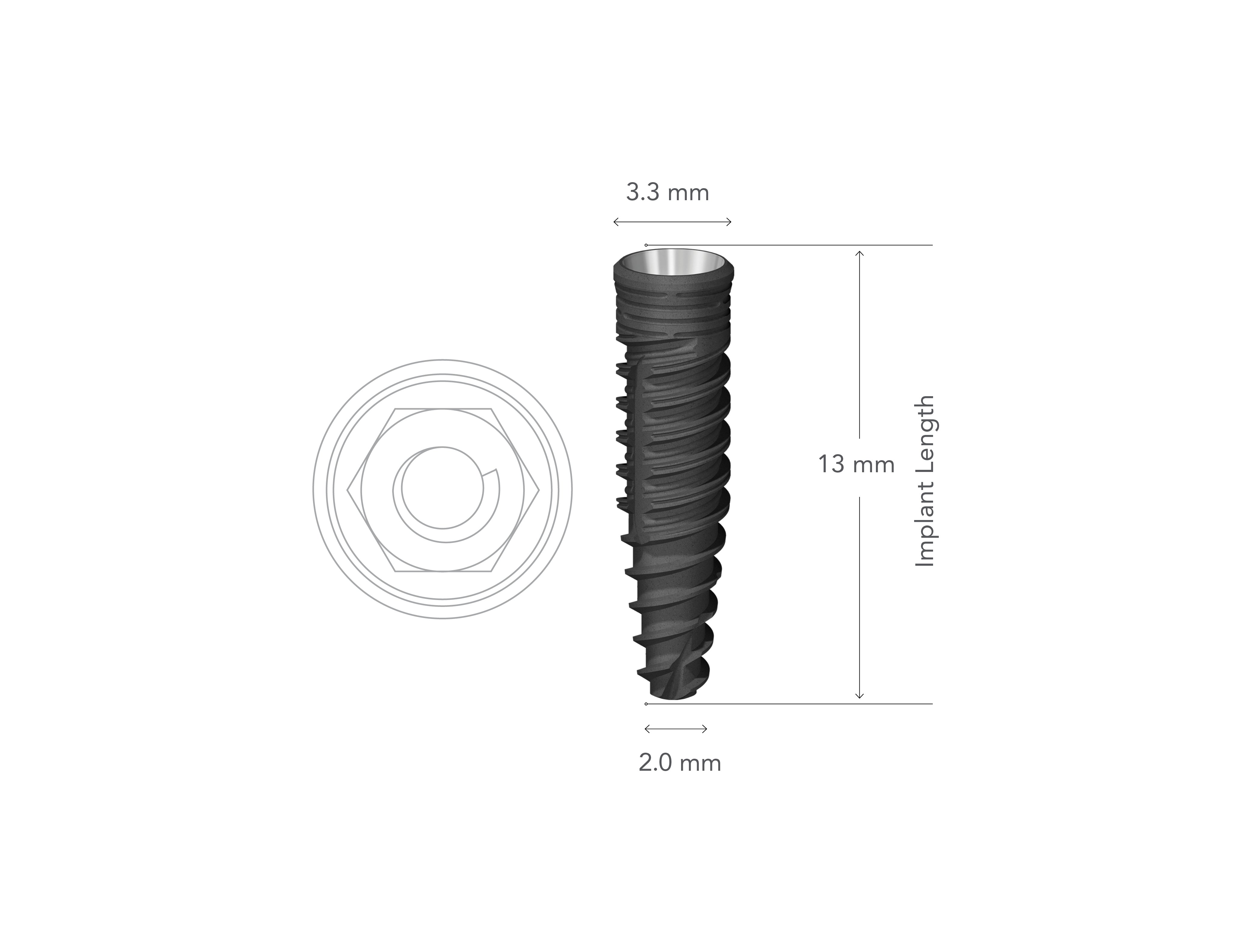 StarVent MT 3.3 x 13 mm Internal Hex Implant w/ Cover Screw