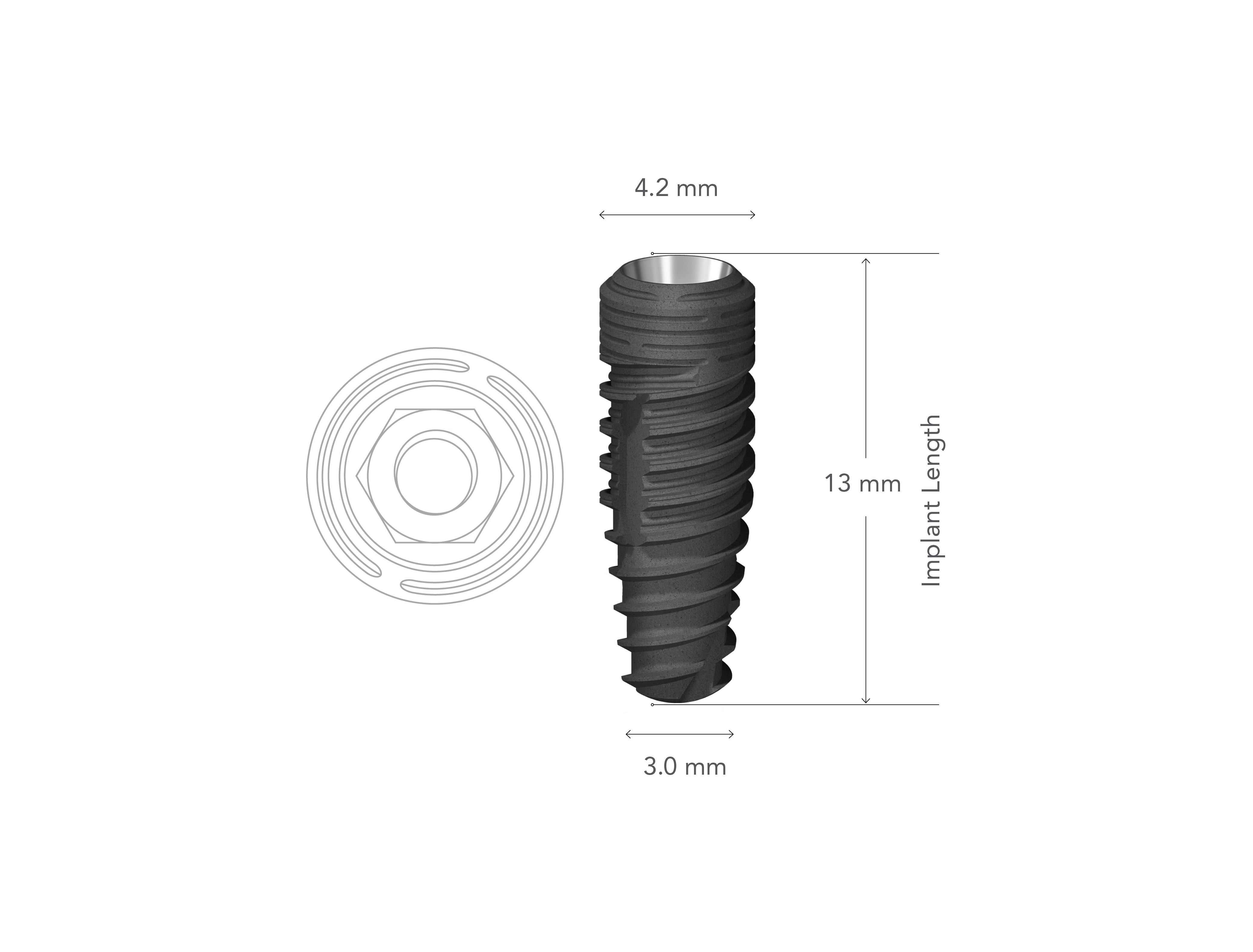 StarVent MT 4.2 x 13 mm Internal Hex Implant w/ Cover Screw