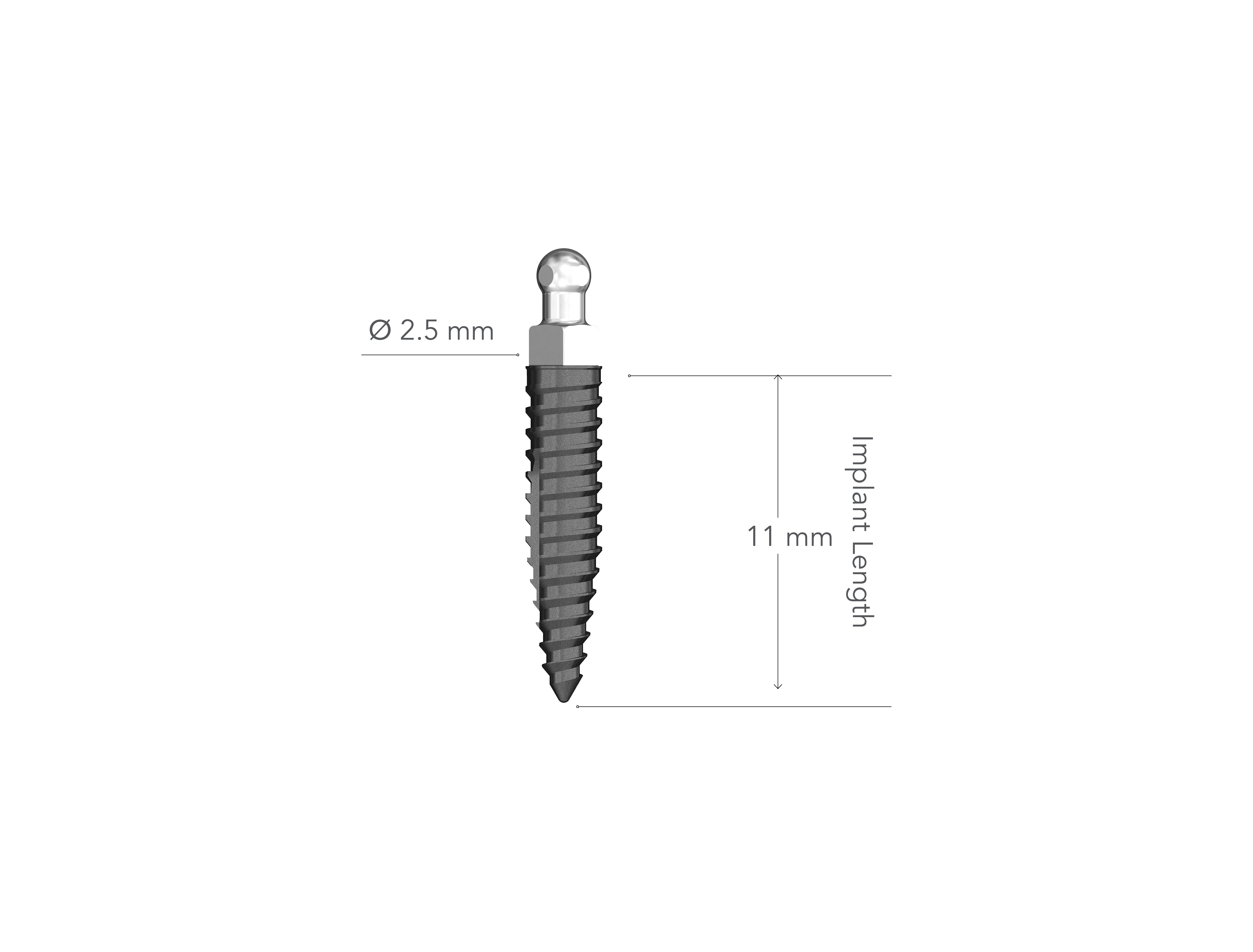 Lew MDI 2.5 x 11 mm Non-Collared Implant