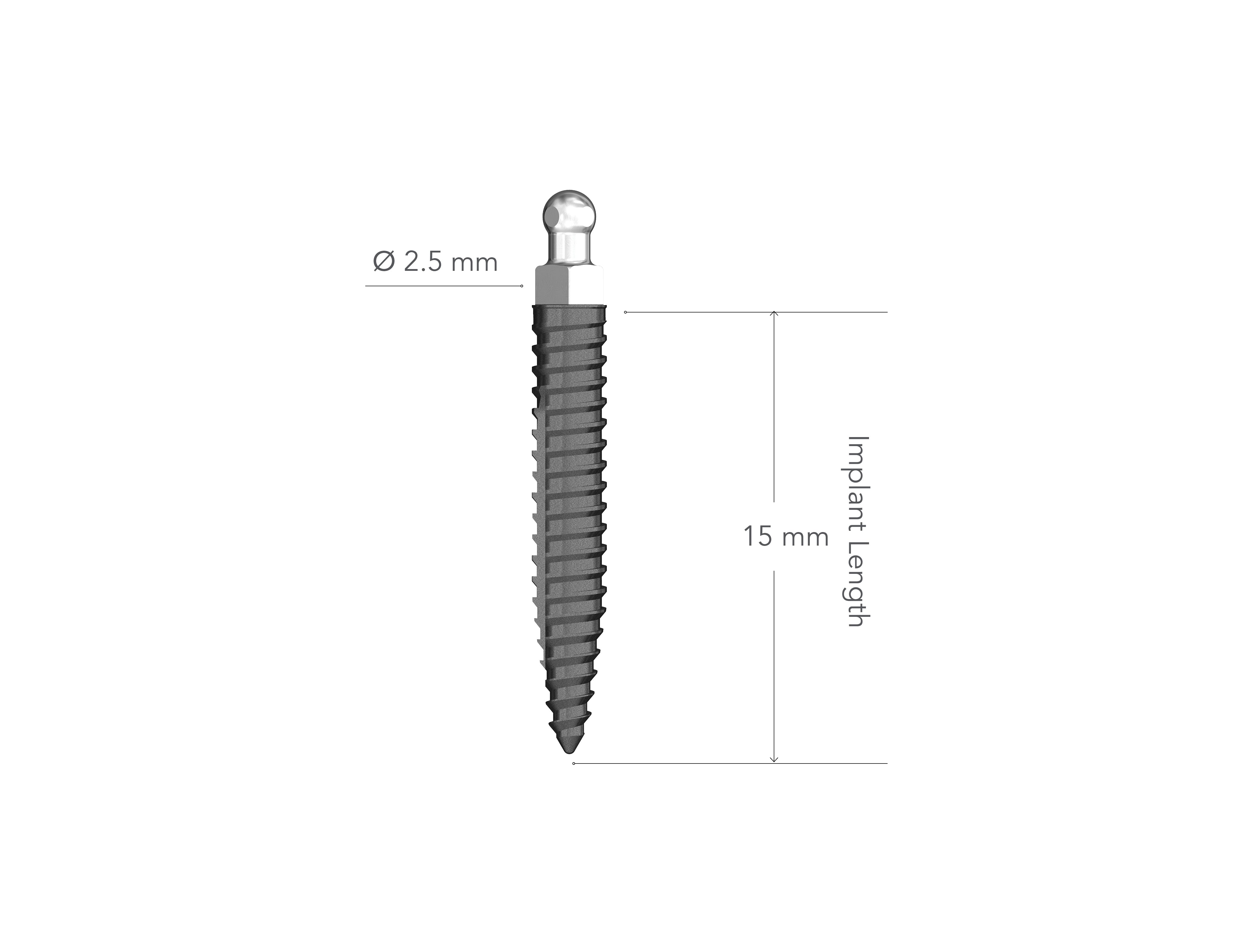 Lew MDI 2.5 x 15 mm Non-Collared Implant
