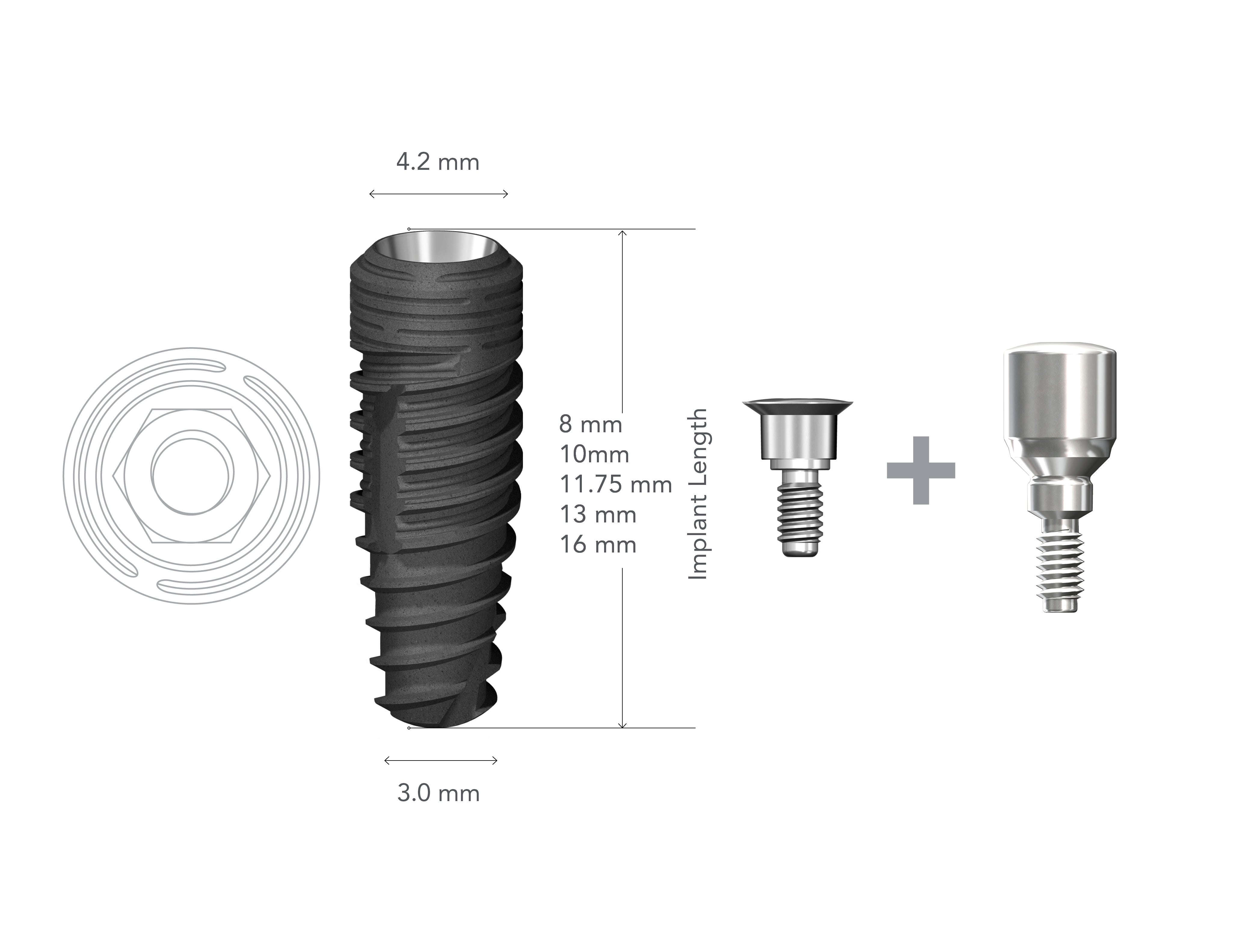 StarVent XP 4.2 x 13mm Internal Hex Implant w/ Cover Screw+XP4340 Healing Abutment