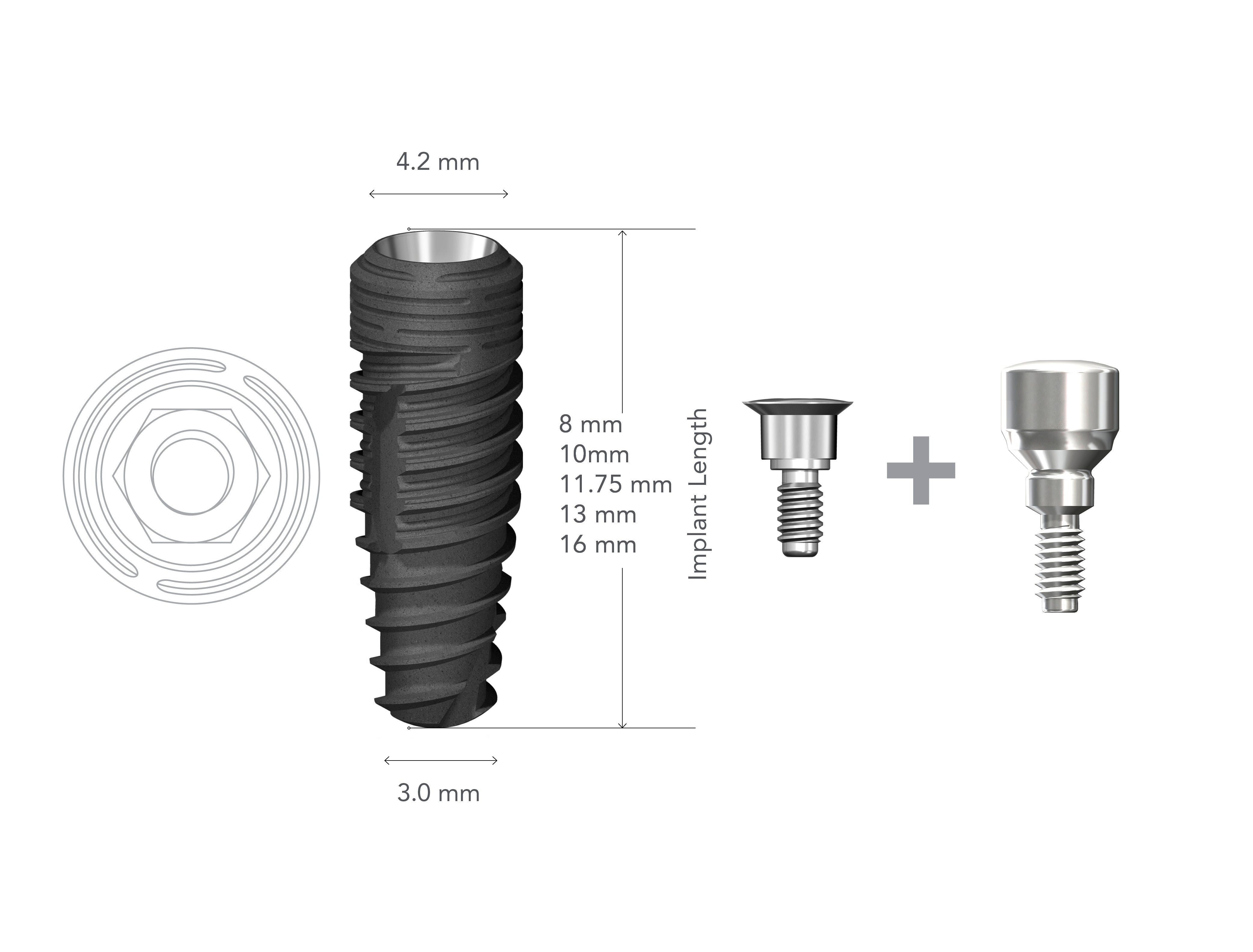 StarVent XP 4.2 x 08mm Internal Hex Implant w/ Cover Screw+XP4330 Healing Abutment