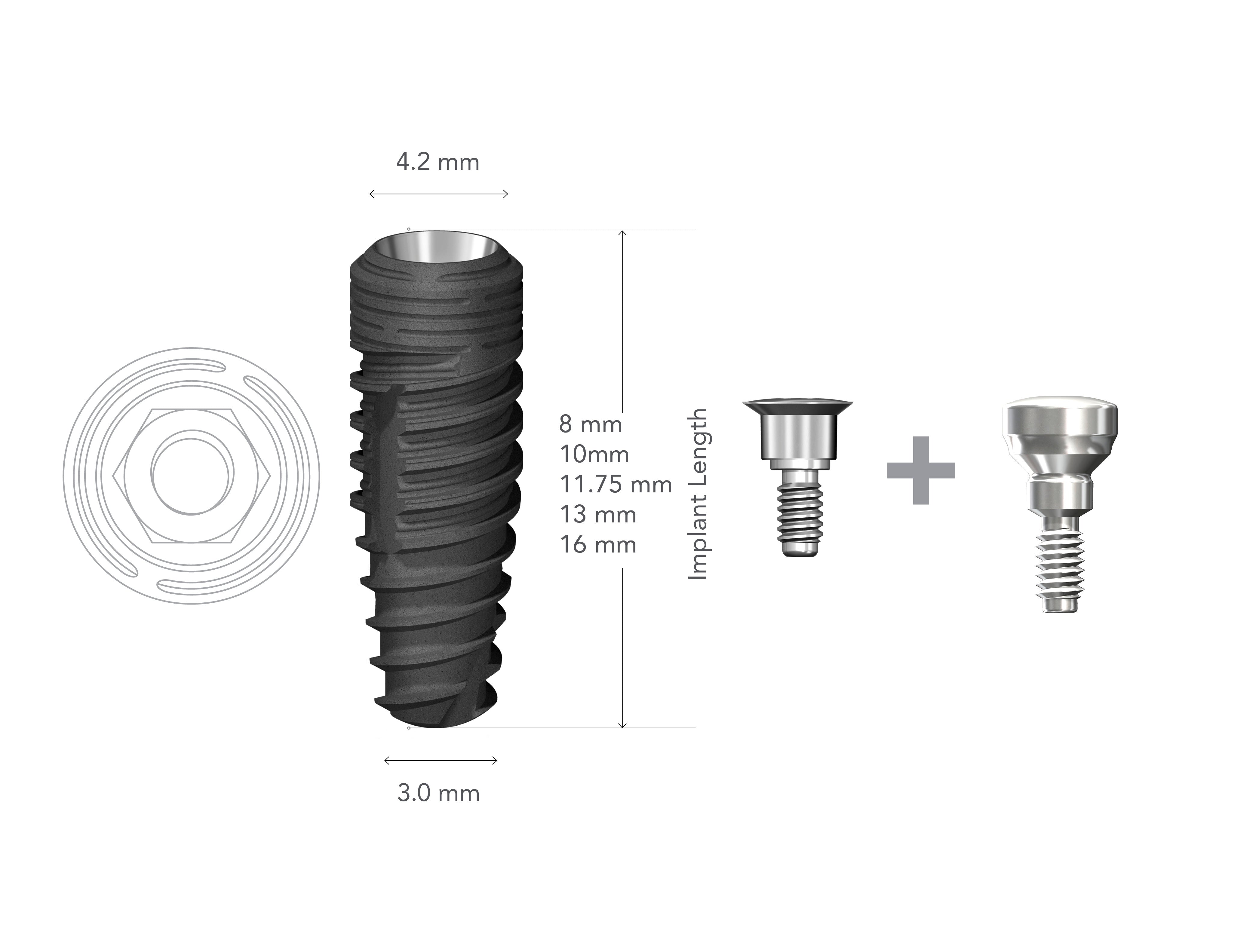 StarVent XP 4.2 x 08mm Internal Hex Implant w/ Cover Screw+XP4320 Healing Abutment
