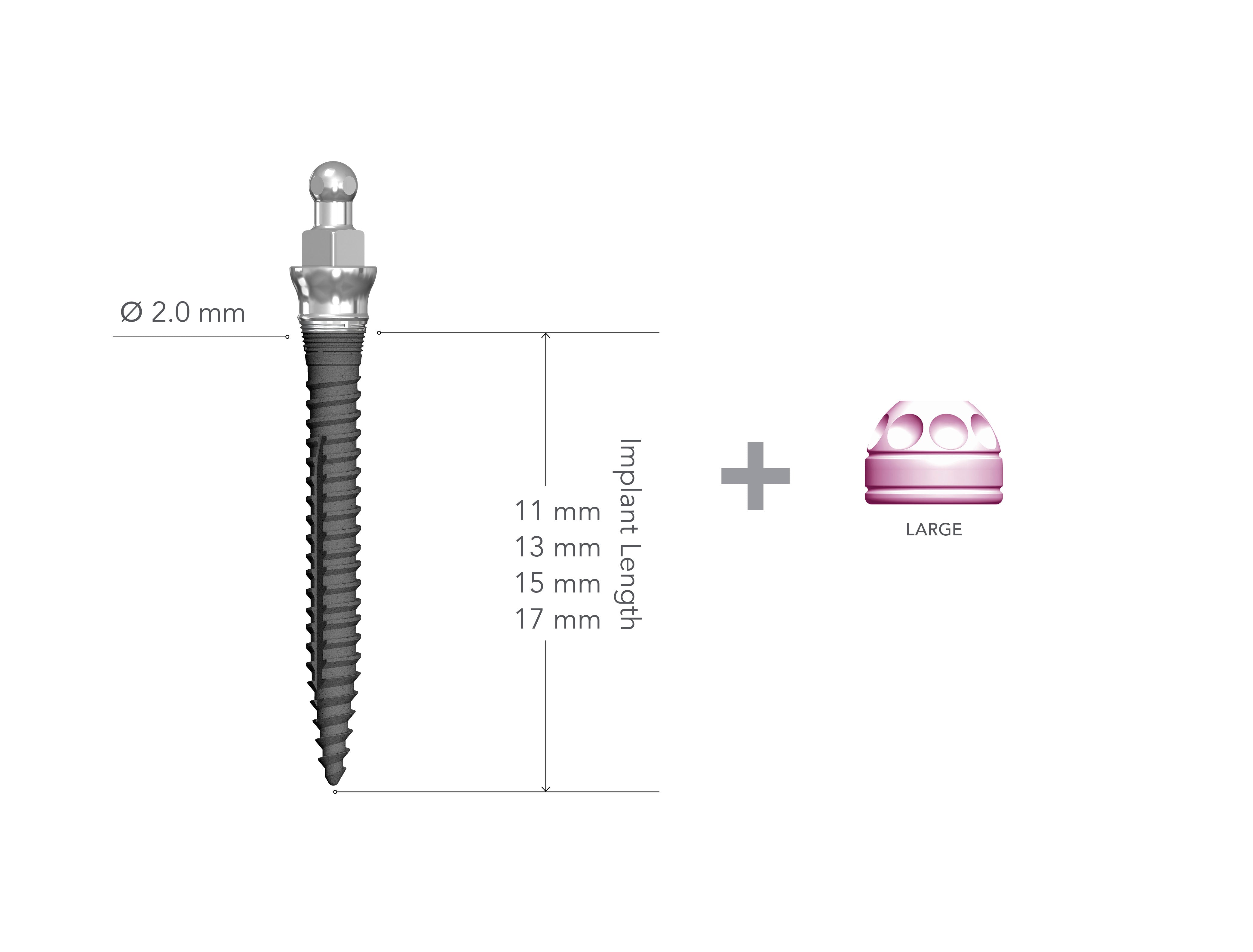 Lew 2.0 x 15mm Collared Implant with MH1