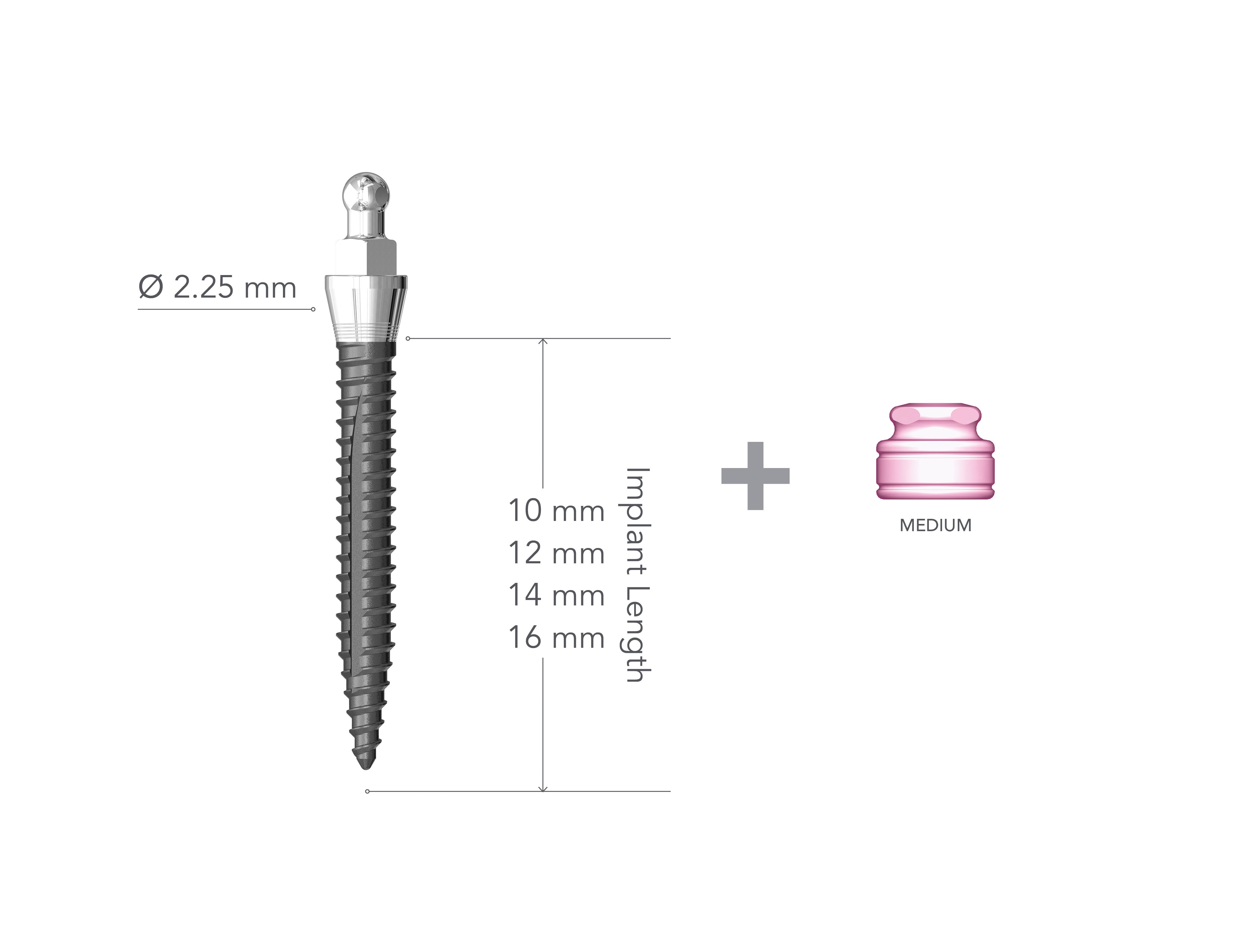IMTEC 2.25 x 14mm Collared Implant with MH2