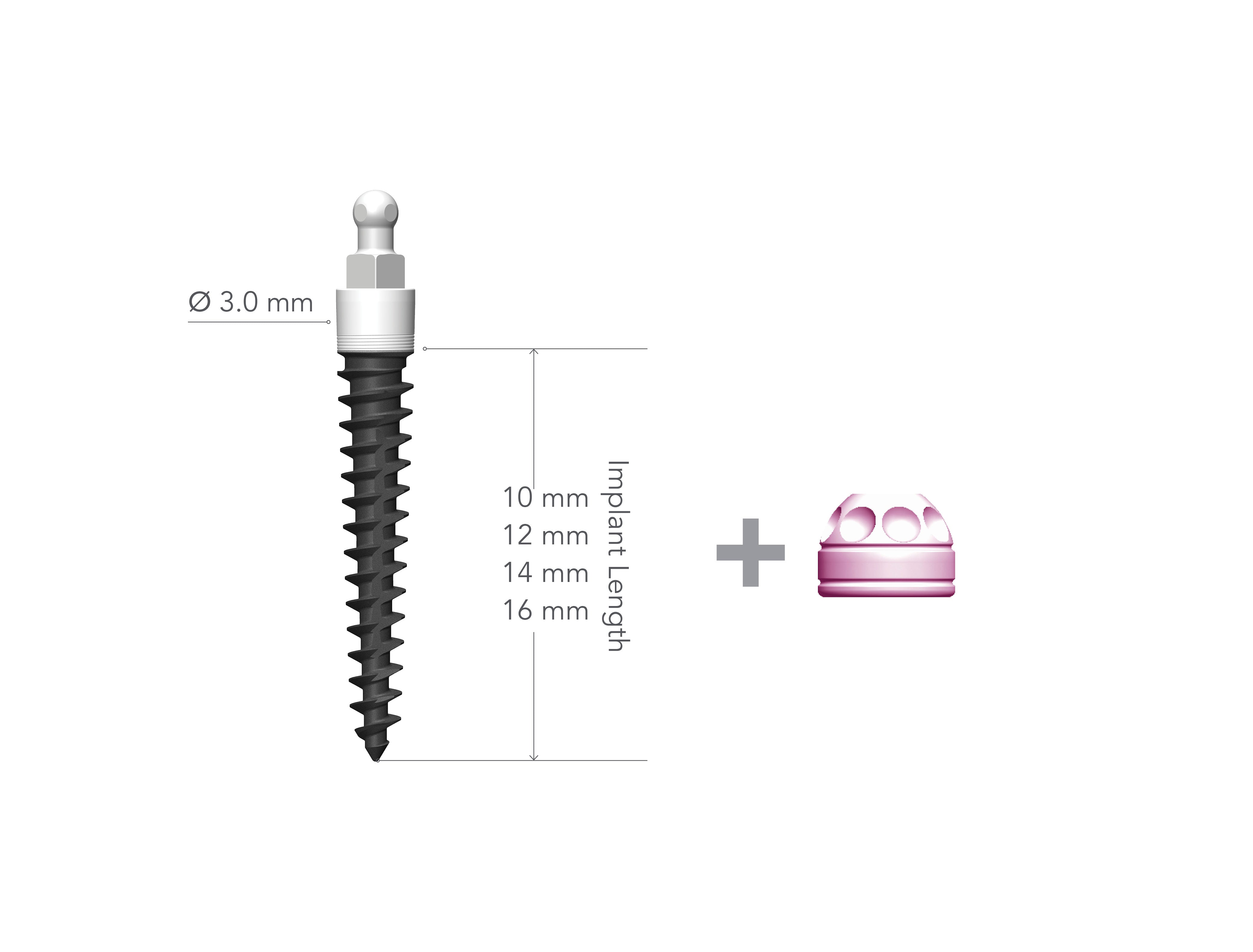 IMTEC 3.0 x 12mm Implant with MH1