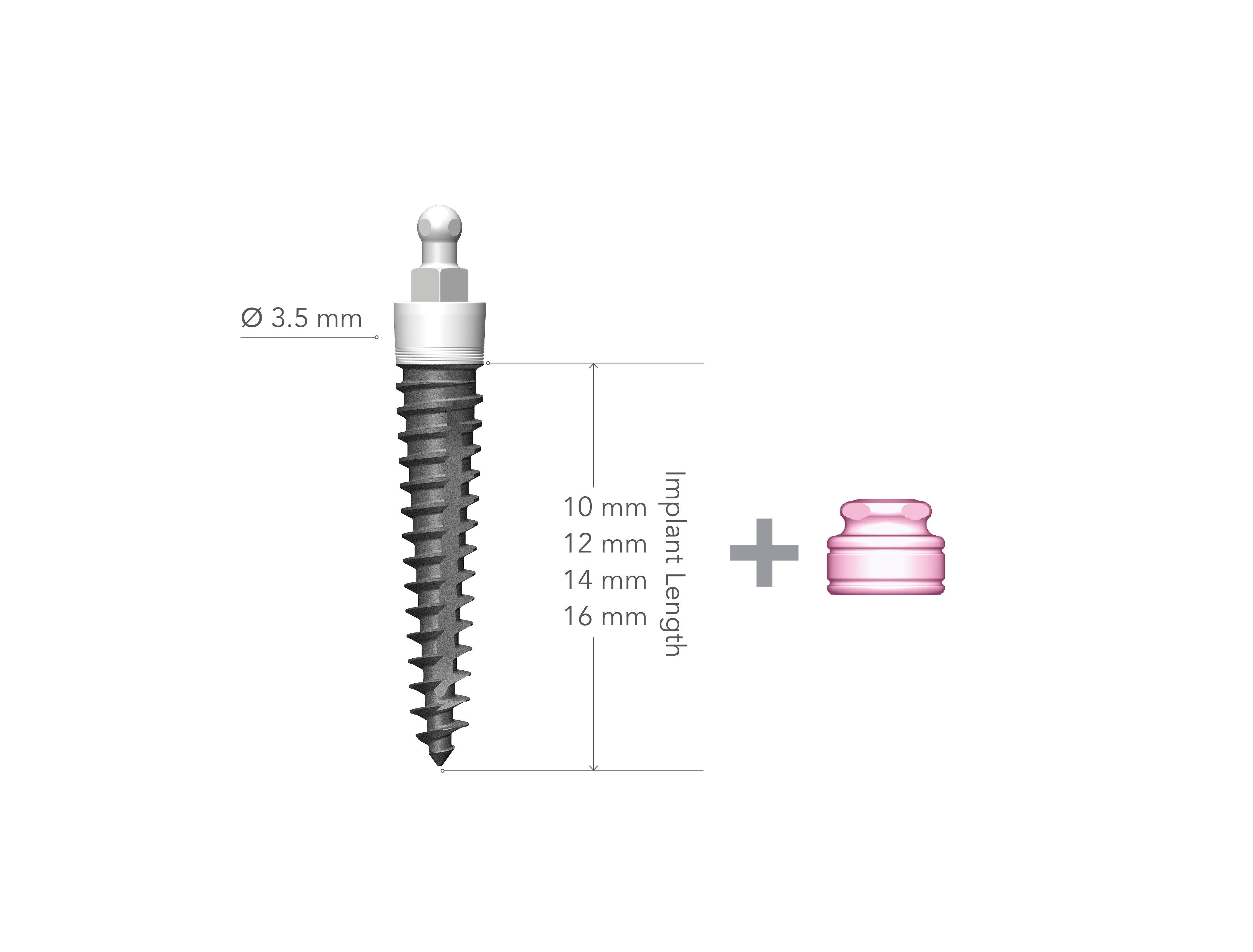 IMTEC 3.5 x 12mm Implant with MH2
