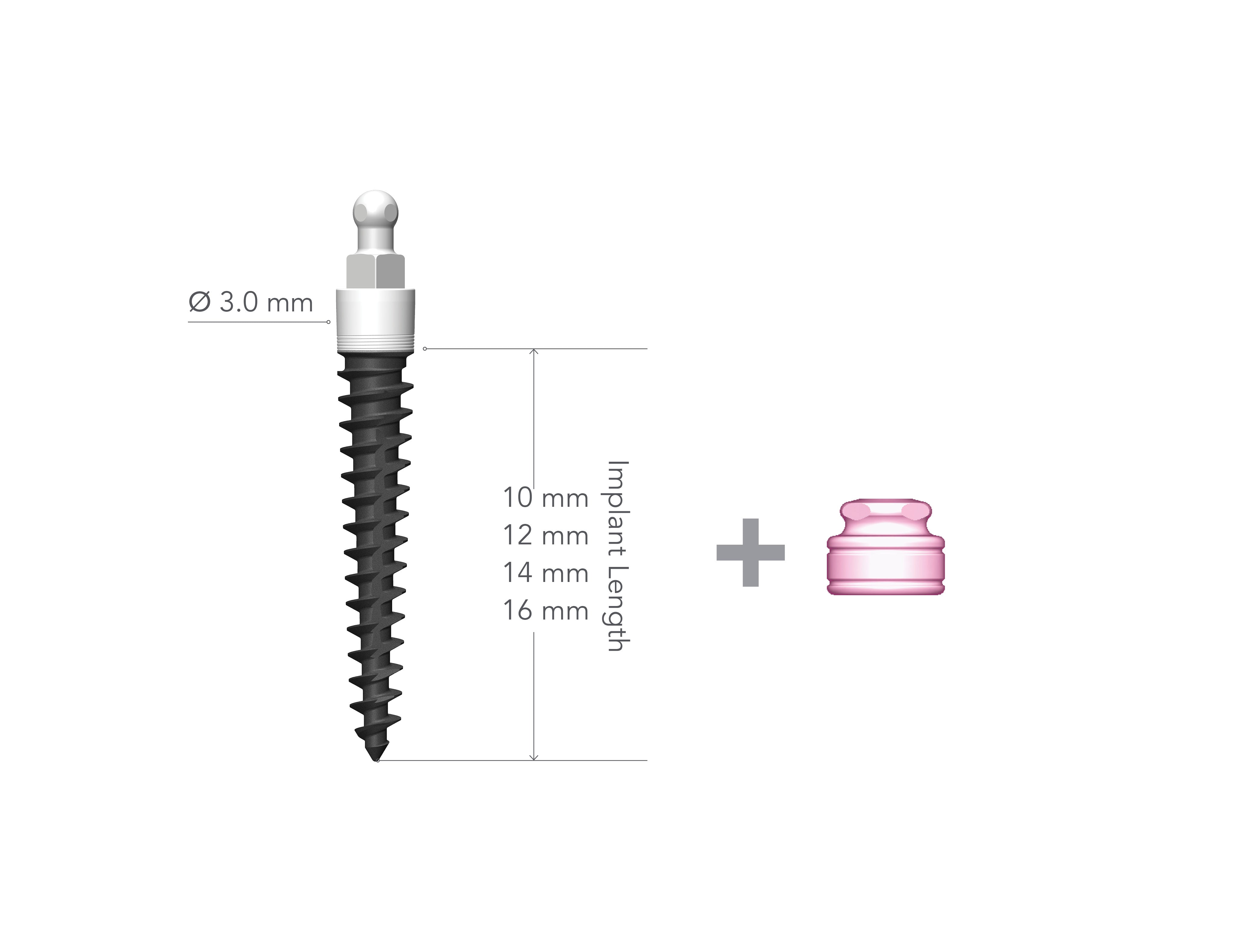IMTEC 3.0 x 14mm Implant with MH2