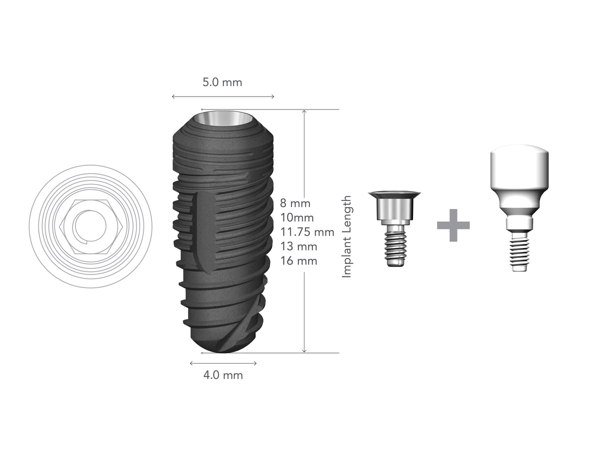 StarVent XP 5.0 x 10mm Internal Hex w/ Cover Screw+XP5550 Healing Abutment